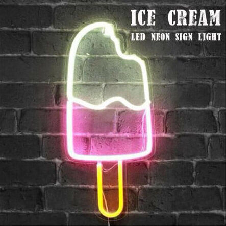 ネオンサイン LED アイスクリーム ICE CREAM 45×20㎝ 看板 USB 照明器具