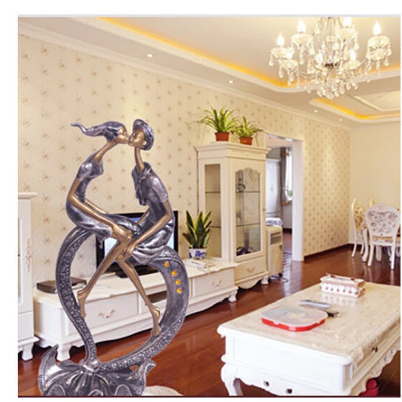 オブジェ】 置物 北欧インテリア 彫刻 ハート カップル キス LOVE 樹脂