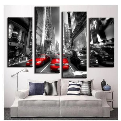 海外輸入 パネルアート -Red Taxis Canvas Art- インテリア 絵画 壁掛 タペストリ 芸術