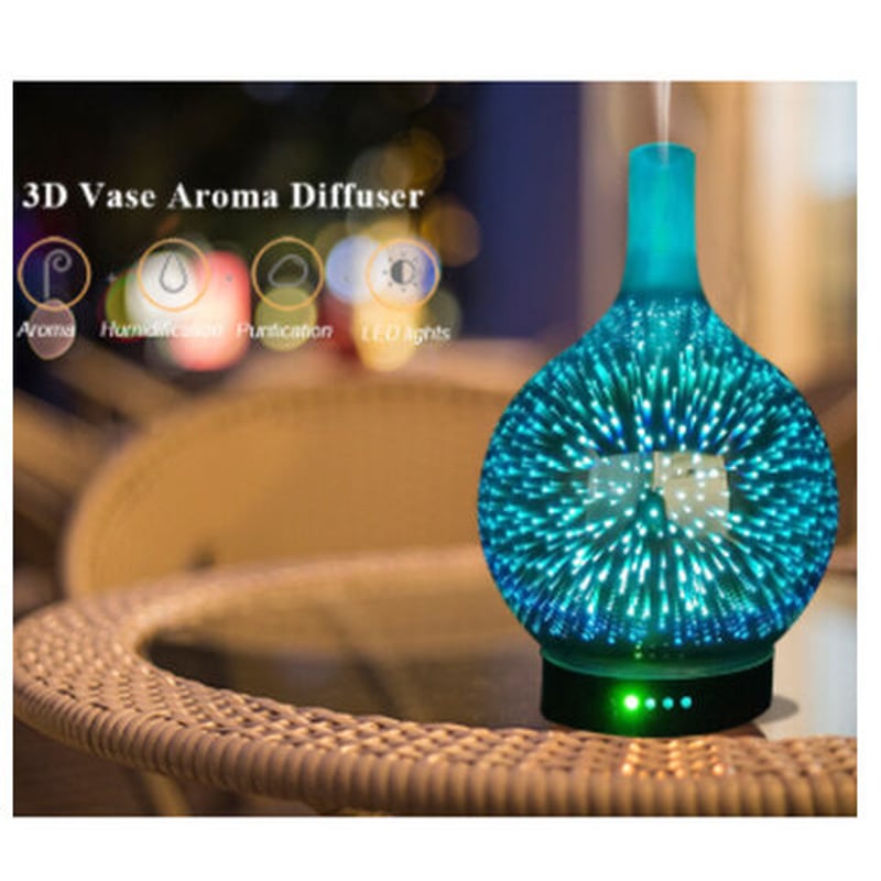 加湿器 超音波式 アロマ ディフューザー 100ml 壺型 LED 寝室 美容