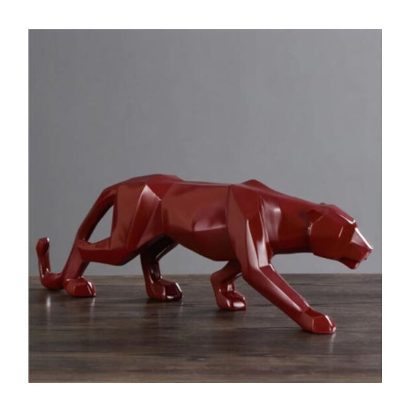 オブジェ】 チーター ジャガー ヒョウ 赤 26cm 樹脂彫像 部屋装飾品