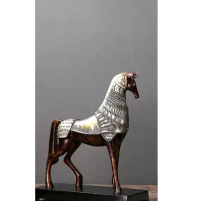 オブジェ】 置物 北欧インテリア 鎧を纏った馬 白 レトロ アンティーク