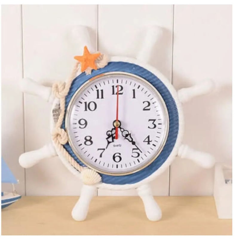 時計 壁掛け 木製 地中海スタイル 船舵 マリン DIY お洒落