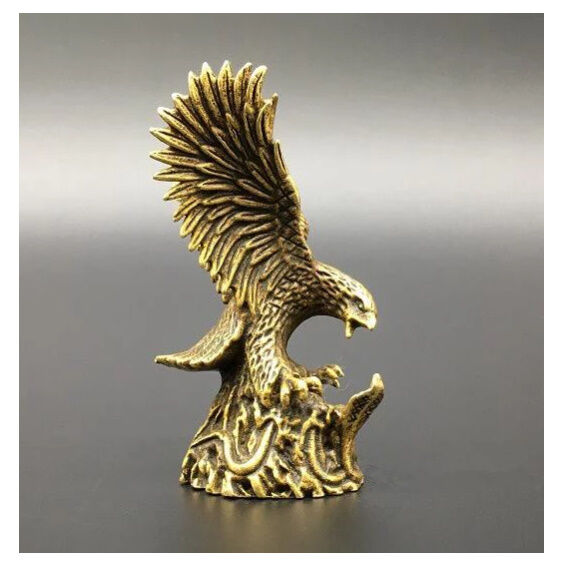 オブジェ】 置物 インテリア 彫刻 鷹 ワシ 銅像 手の平 ミニサイズ