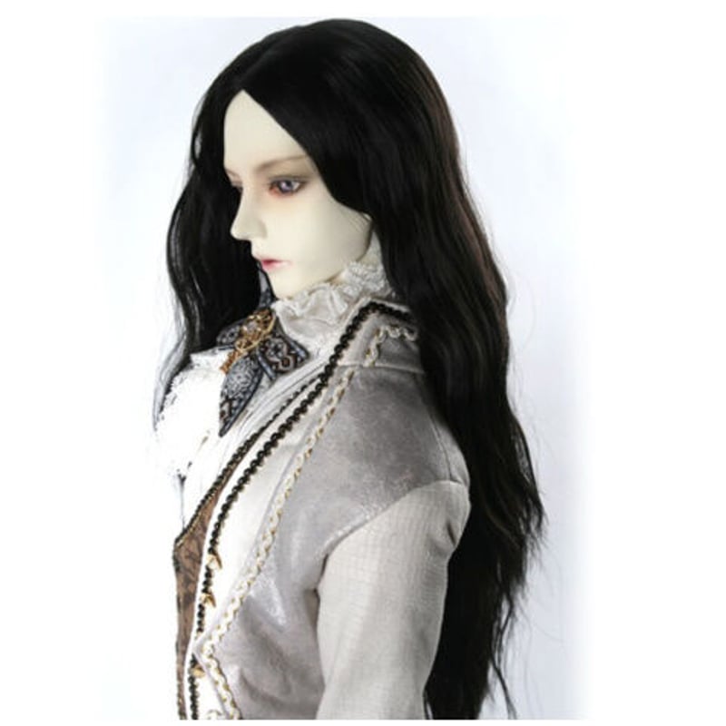 BJD ウィッグ 流れるような ロング ウェーブ 黒髪 球体関節人形 