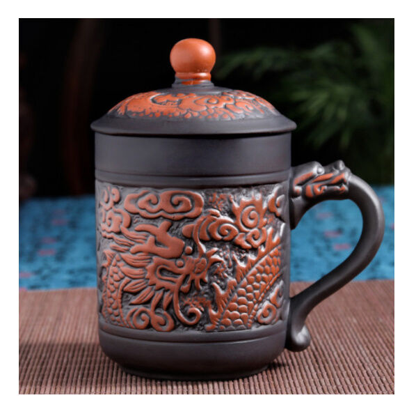 マグカップ ティーカップ 380ml 蓋付 お茶会に ドラゴン 龍 レトロ