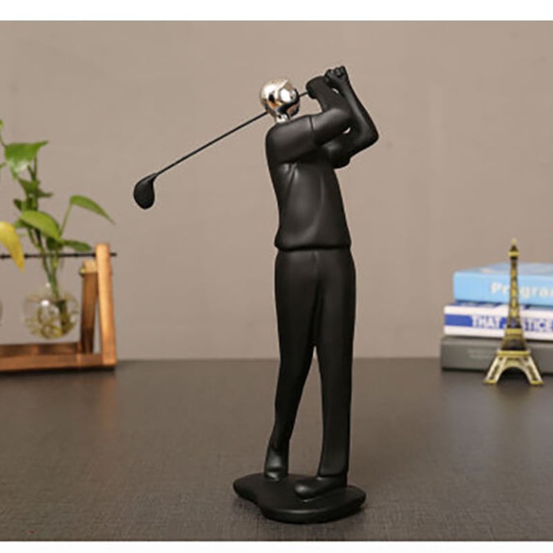 オブジェ】 ショットを打つ人 ゴルフ ゴルファー スポーツ 黒 28cm  