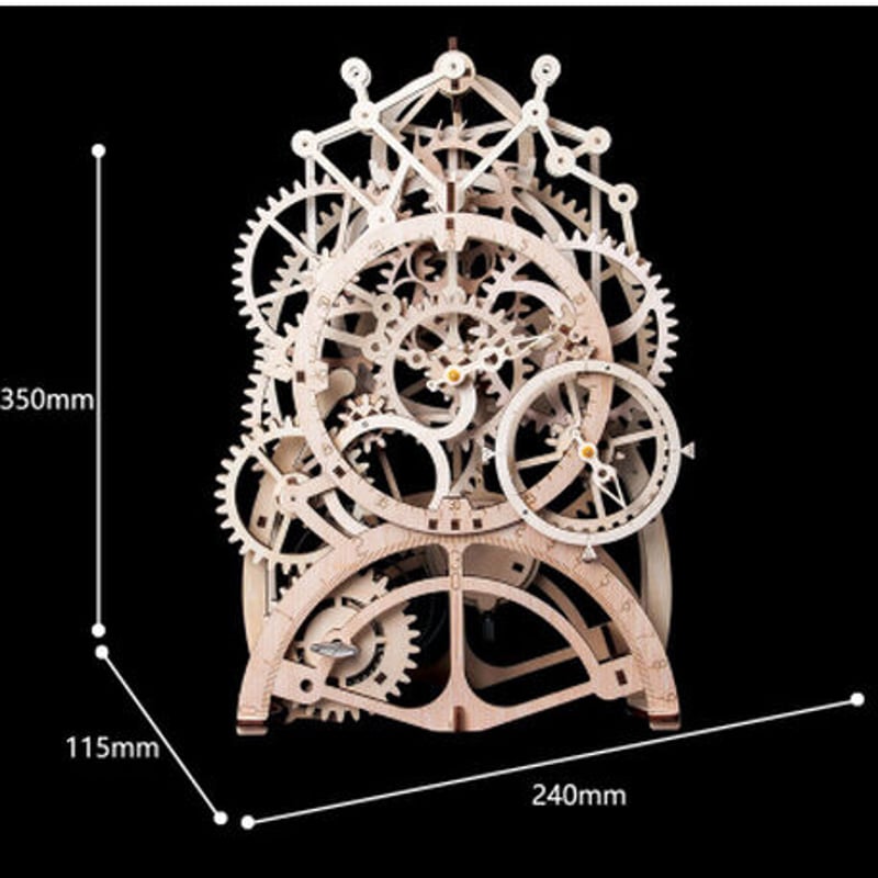 ROBOTIME】 振り子時計 歯車式 木製 3D立体パズル LK501 ゼンマイ 組み立て...