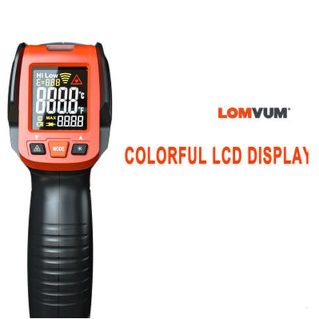 LOMVUM 赤外線温度計 非接触 範囲-50℃～580℃ レーザー 電池式 ガンタイプ おすすめ 料理 家庭用 衛生 業務用 デジタル温度計 温度測定器 DIY 人気