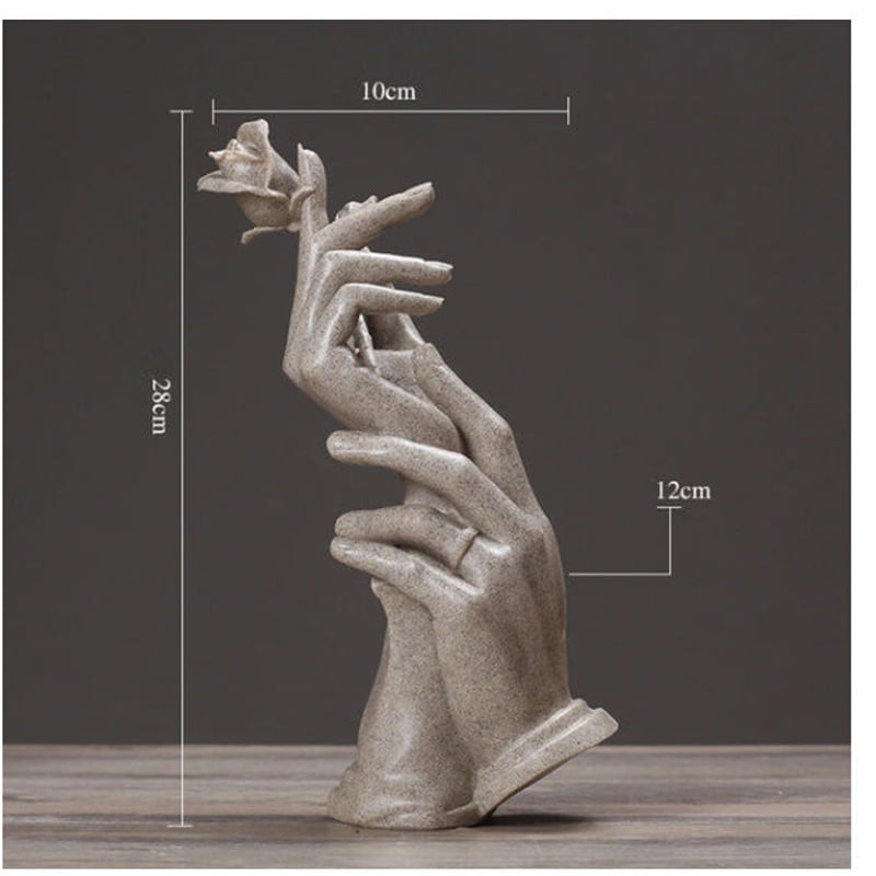 オブジェ】 ハンド 手 薔薇 石色 28cm 樹脂彫像 部屋装飾品