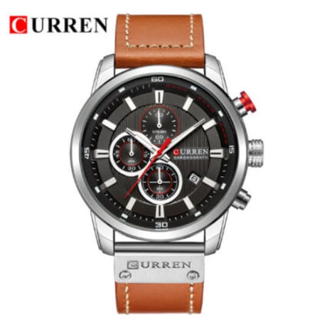 CURREN 防水 3BAR 腕時計 メンズ 多機能 レザーベルト クォーツ カレン クロノグラフ 日付表示 スポーツウォッチ 高級 海外人気ブランド 6色展開