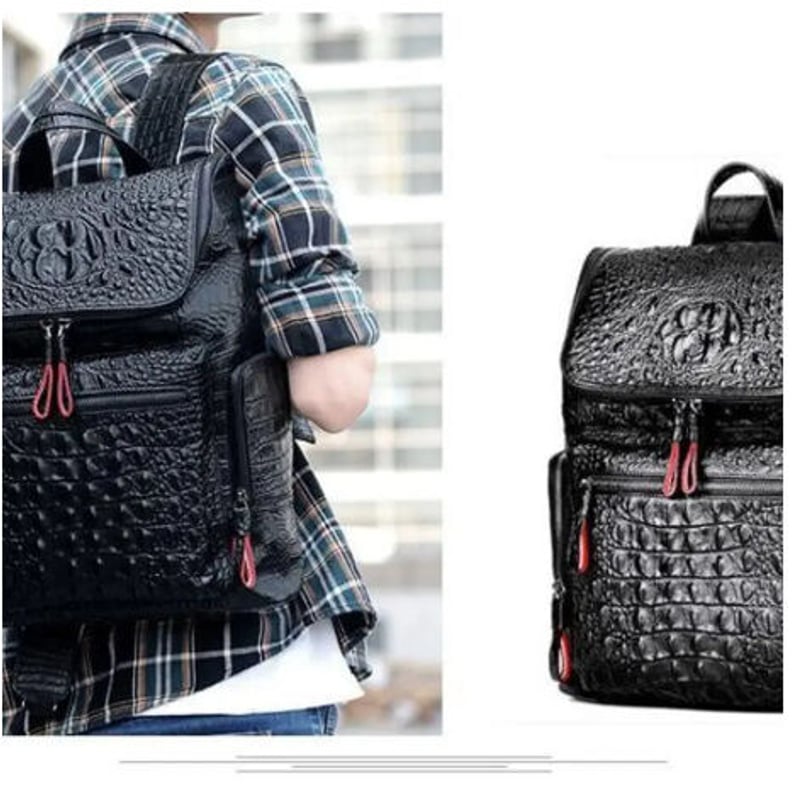 本革 メンズ バックパック リュックサック クロコダイル型押