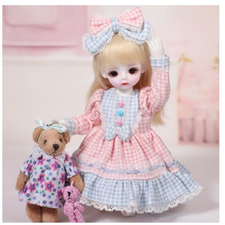 球体関節人形 BJD 1/6 フルセット 本体＋眼球＋服＋靴＋ウィッグ＋メイクアップ済み カスタムドール ロリータ かわいい 女の子 美しい 26cm 選べる2色