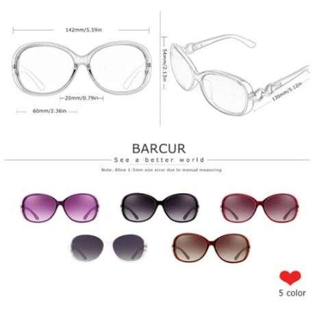 【個性的で可愛いデザイン】 BARCUR サングラス レディース デザイナー 偏光レンズ UV400 ポラロイド 高級 旅行 ドライブ 運転 ビーチ ファッション 海外トップブランド 【選べる3色】