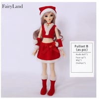 球体関節人形 本体＋眼球＋メイクアップ済み＋ウィッグ＋衣装＋靴＋靴下 フルセット BJD ドール カスタムドール 美少女 手作り サンタ クリスマス ミニフィー クロエ 1/4