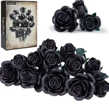 LEGO互換 ブラックローズ 黒薔薇 薔薇 バラ 永遠の愛 12本 608ピース レゴ互換 贈り物