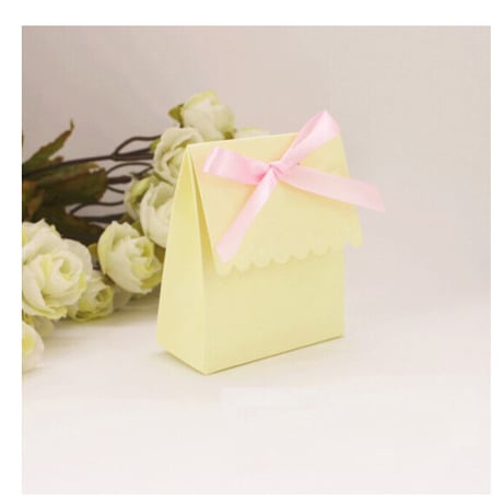 ギフトボックス 100個セット 黄 おしゃれ かわいい 紙箱 リボン付 バレンタイン お誕生日会 結婚式 ラッピング プレゼント