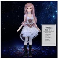 球体関節人形 本体＋眼球＋メイクアップ済み＋ウィッグ＋衣装＋靴＋靴下 フルセット ミニフィー クロエ BJD ドール カスタムドール 美少女 お姫様風 手作り 1/4