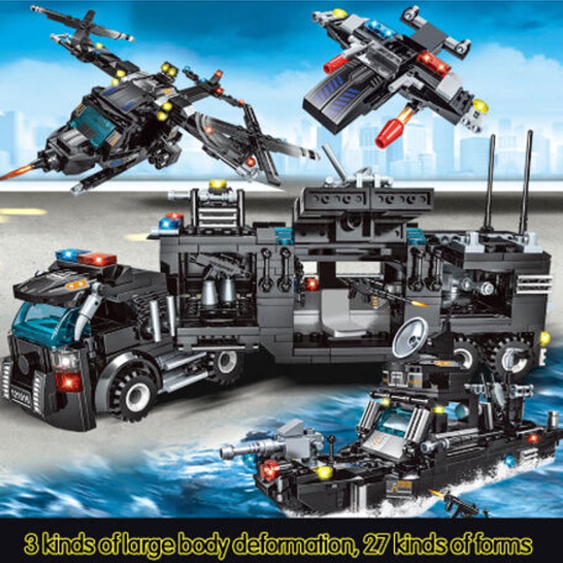 レゴ互換 警察 特殊部隊 ヘリコプター トラック 車両 車 潜水艦 LEGO