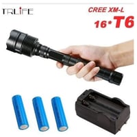 80000Lumens XML 16 × T6タクティカル・防犯 強力なLED懐中電灯照明トーチランタンフラッシュライトランプ+ 3 * 18650バッテリー+チャージャー