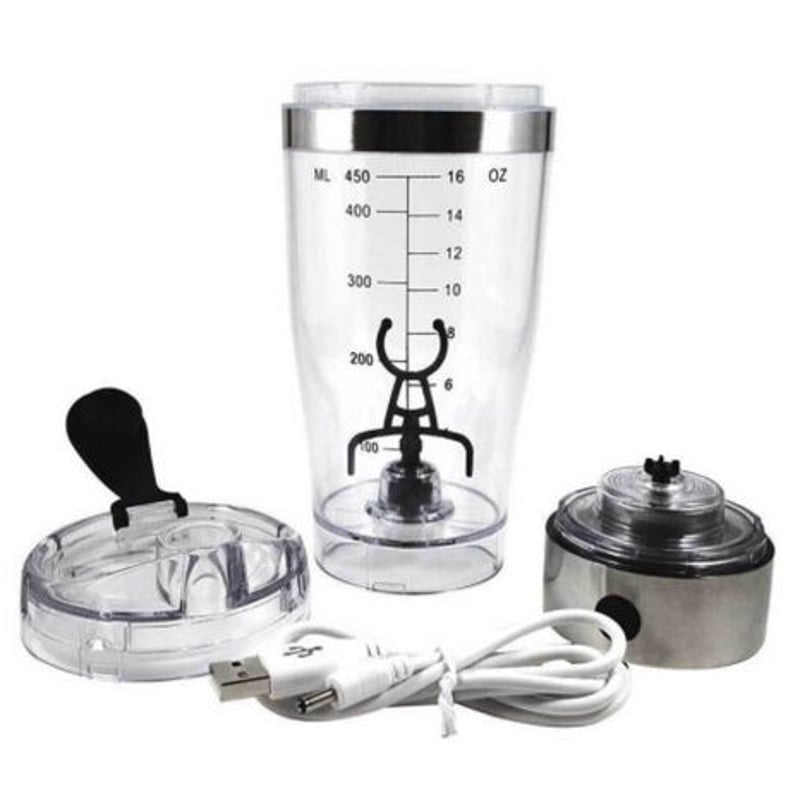 充電式電動シェイカー プロテイン ボトル スムージー USB 450ml