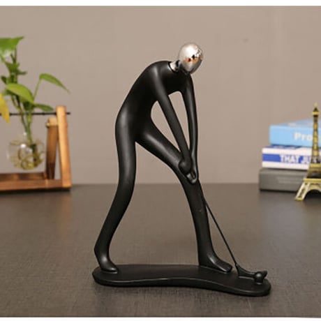 【オブジェ】 ゴルフをする人 スポーツ パターゴルフ 黒 23cm 樹脂彫像 部屋装飾品 お洒落インテリア 置物 プレゼント ギフト 雑貨