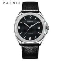 海外ブランド Parnis 自動巻 機械式腕時計 メンズ レザーバンド スケルトン 4色展開