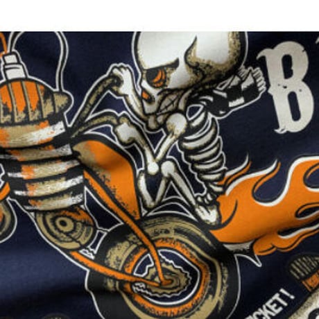 メンズ スカル バイカー コットン Tシャツ［3色展開］