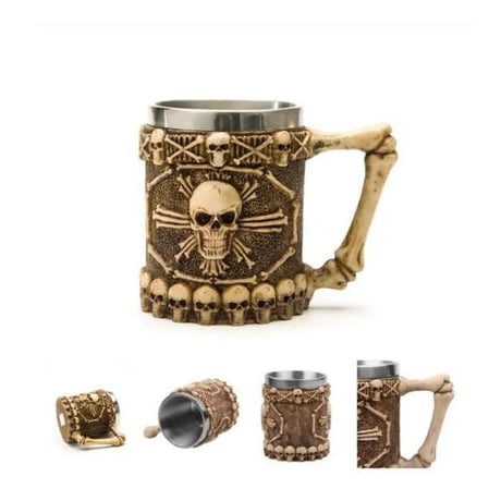 ビールジョッキ マグカップ ステンレス がいこつ ドラゴン 龍 保冷 保温 おしゃれ食器 高級装飾 贈り物 バイキング グラス