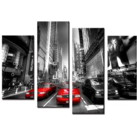 海外輸入 パネルアート -Red Taxis Canvas Art- インテリア 絵画 壁掛 タペストリ 芸術