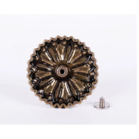 レザークラフト 10個セット 30mm  ターコイズ 花  サドル アンティーク 真鍮 コンチョ