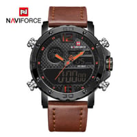 NAVIFORCE 腕時計 多機能 メンズ 海外高級ブランド デュアルタイム アラーム機能 クロノグラフ 防水 3気圧 発光 日付 曜日表示 クォーツ レザーバンド