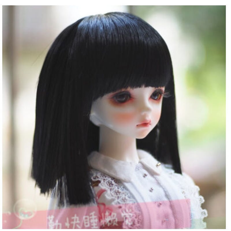 BJD ウィッグ ロング 黒髪 サラサラ ストレート 球体関節人形 カスタム