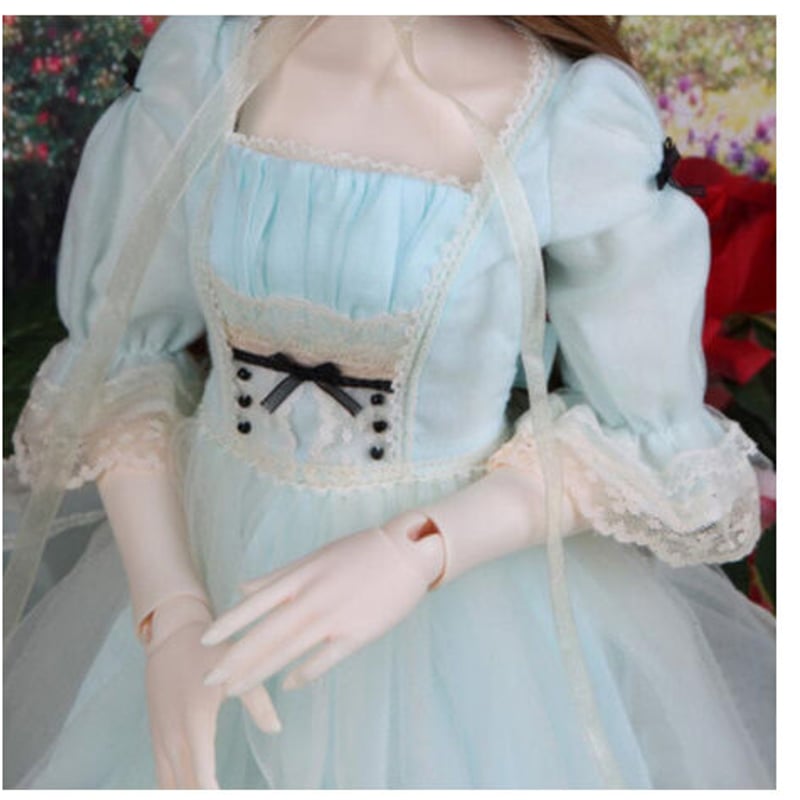 球体関節人形 BJD 服 レースドレス+帽子+靴下 青 ブルー 球体関節人形 BJD 服 レースドレス+帽子+靴下 青 ブルー
