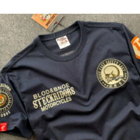 メンズ スカル バイカー コットン Tシャツ［3色展開］