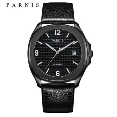 海外ブランド Parnis 自動巻 機械式腕時計 メンズ レザーバンド スケルトン 4色展開