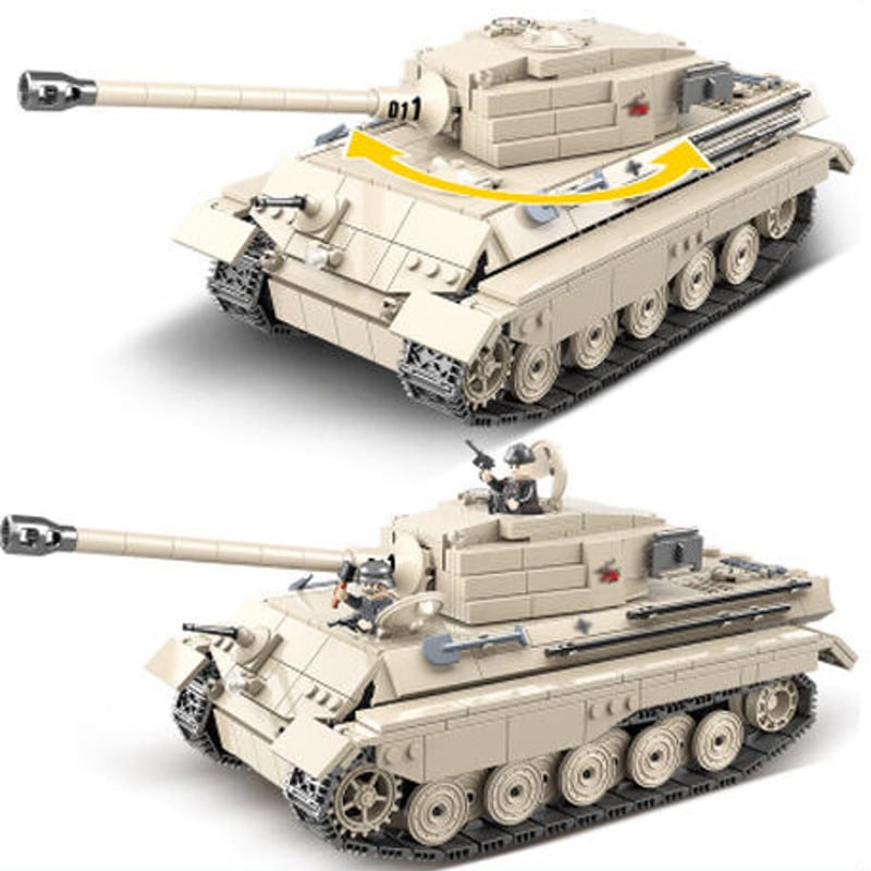 レゴ互換 戦車 キングタイガー ドイツ軍 ミニフィグ+武器付き 第二次