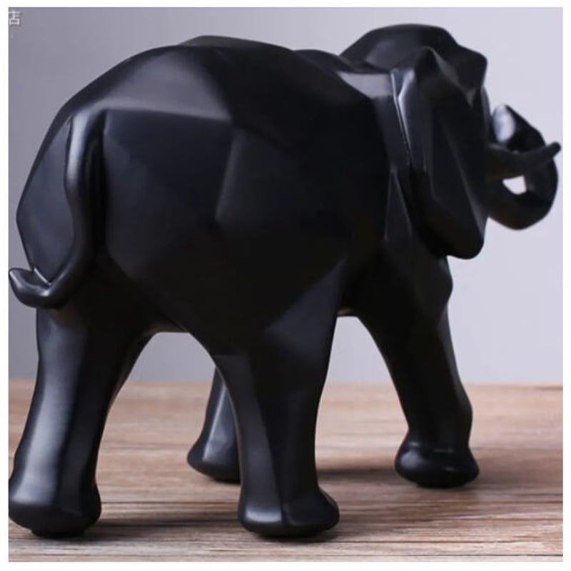 オブジェ】 象 歩くゾウ ブラック 樹脂彫像 部屋装飾品 お洒落 北欧