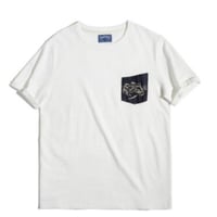 タイガー 刺繡 3針 デニムステッチ ポケット 半袖Tシャツ