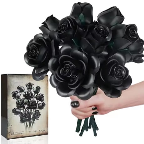 LEGO互換 ブラックローズ 黒薔薇 薔薇 バラ 永遠の愛 12本 608ピース レゴ互換 贈り物