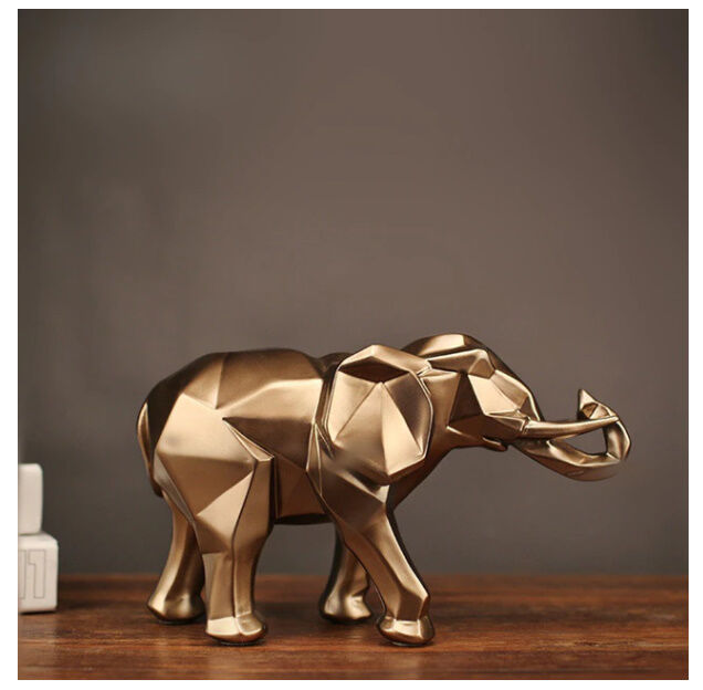 ゾウ　象　金属　ブロンズ像　置物　インテリア　工芸品　美術品　A2522 オブジェ】 象 歩くゾウ ブロンズゴールド 樹脂彫像 部屋装飾品 お洒落