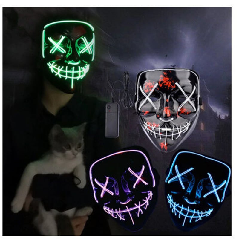 光るマスク ハロウィン LEDマスク ハロウィン仮面 コントローラー付き
