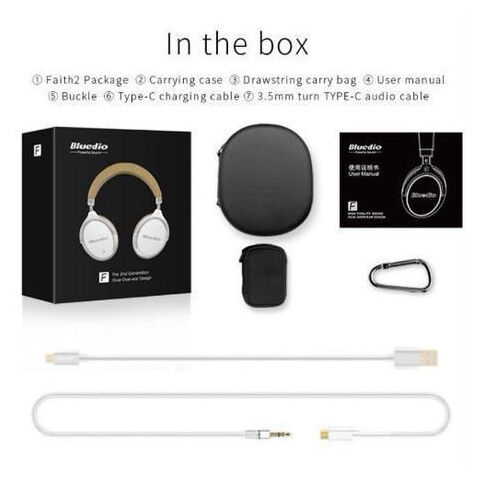 Bluedio F2 Faith 2 ワイヤレス ノイズキャンセリング ヘッドホン Blue