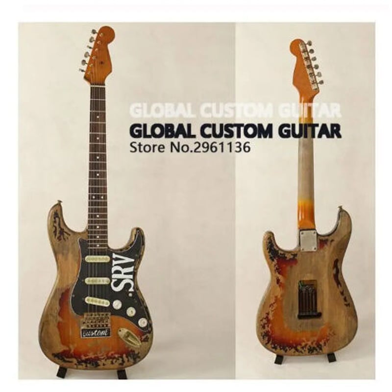 スティービーレイボーン風 エレキギター レリック SRV スタイル アンティーク加工 レトロデザイン エレキギター 初心者