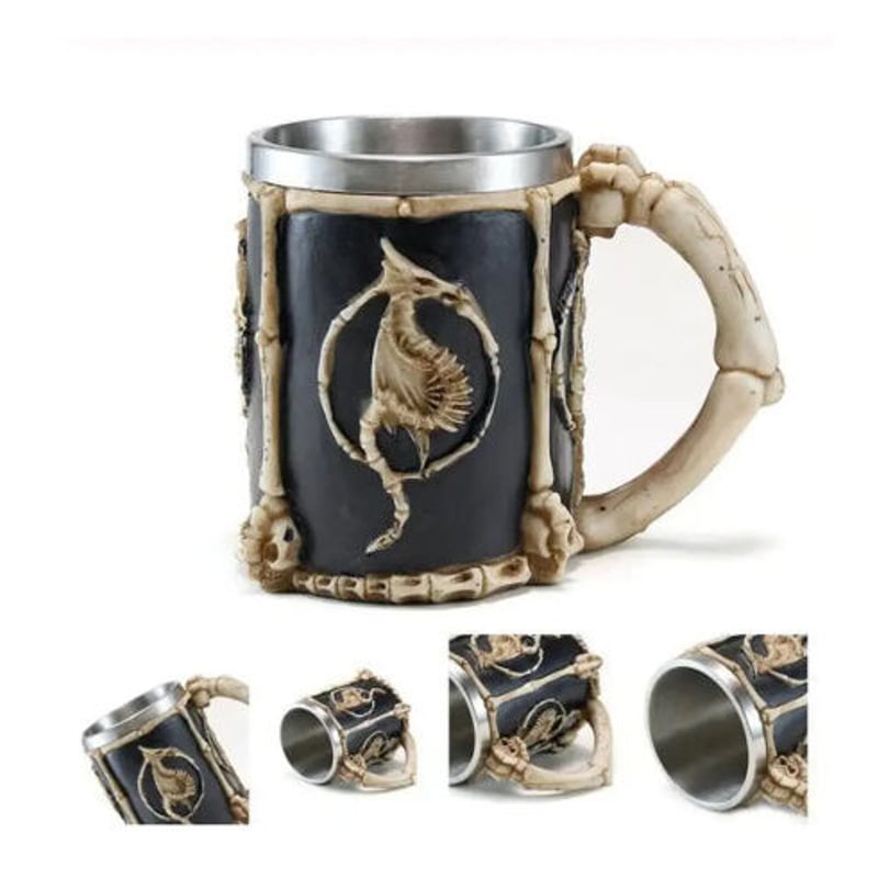 ビールジョッキ マグカップ ステンレス がいこつ ドラゴン 龍 保冷