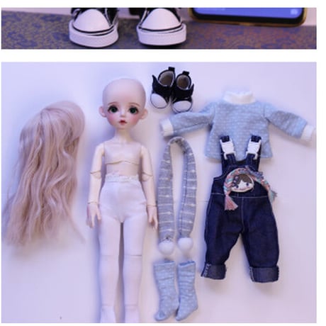 【帽子とマフラー付き】 BJD フルセット 美少女 1/6 30cm 球体関節人形 本体＋眼球＋ウィッグ＋服＋靴 メイクアップ済み 少女 ロリータ カスタムドール 【幼い女の子】