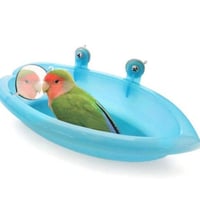 ペット 鳥用 風呂 鏡付き オウム インコ フィンチ カナリア バス 入浴 器具