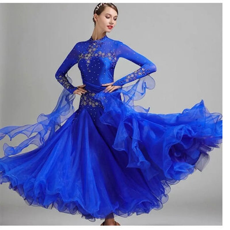 社交ダンス衣装 モダンドレス ロングワンピース モダン クリスアンクローバー生地 社交ダンス衣装 モダンドレス ロングワンピース モダン クリスアン