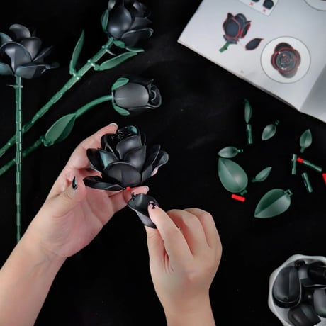 LEGO互換 ブラックローズ 黒薔薇 薔薇 バラ 永遠の愛 12本 608ピース レゴ互換 贈り物