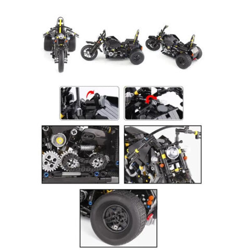 レゴ互換 3輪バイク トライク レゴ互換 テクニック 3輪 サイドカー付き バイク 750cc 550